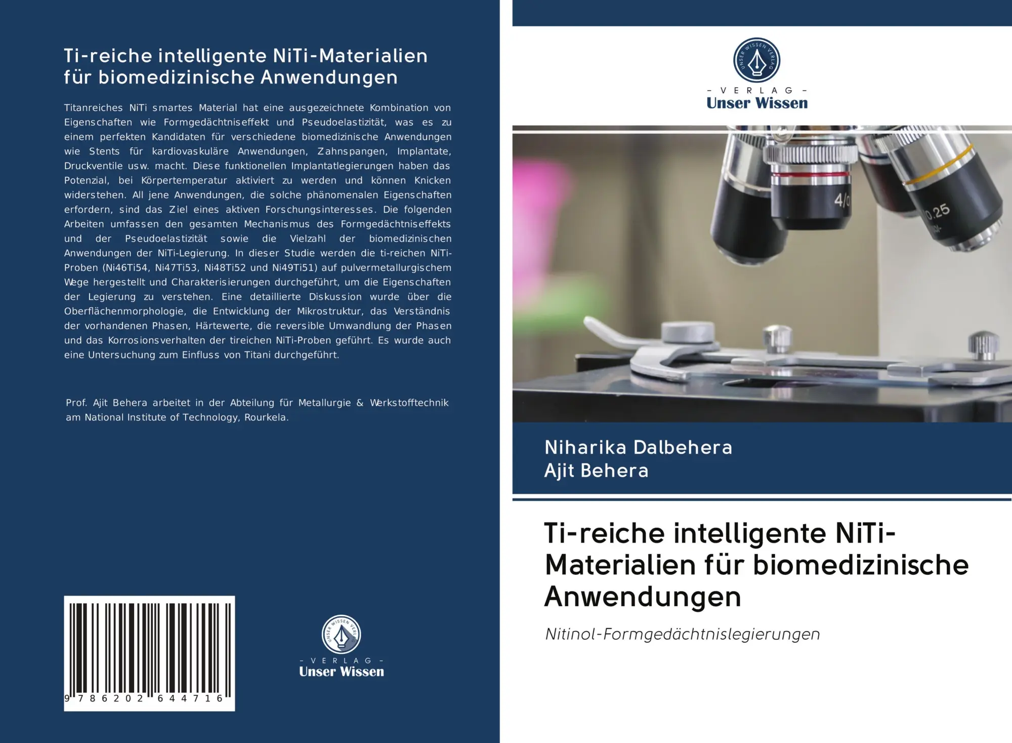 Cover: 9786202644716 | Ti-reiche intelligente NiTi-Materialien für biomedizinische...