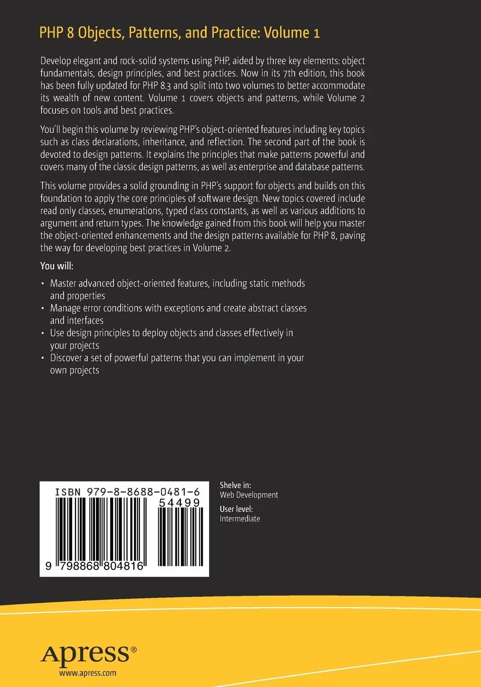 Rückseite: 9798868804816 | PHP 8 Objects, Patterns, and Practice: Volume 1 | Matt Zandstra | Buch