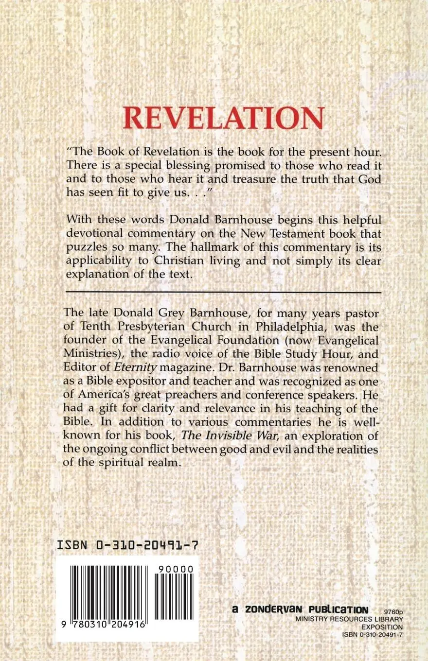 Rückseite: 9780310204916 | Revelation | An Expositional Commentary | Donald Grey Barnhouse | Buch