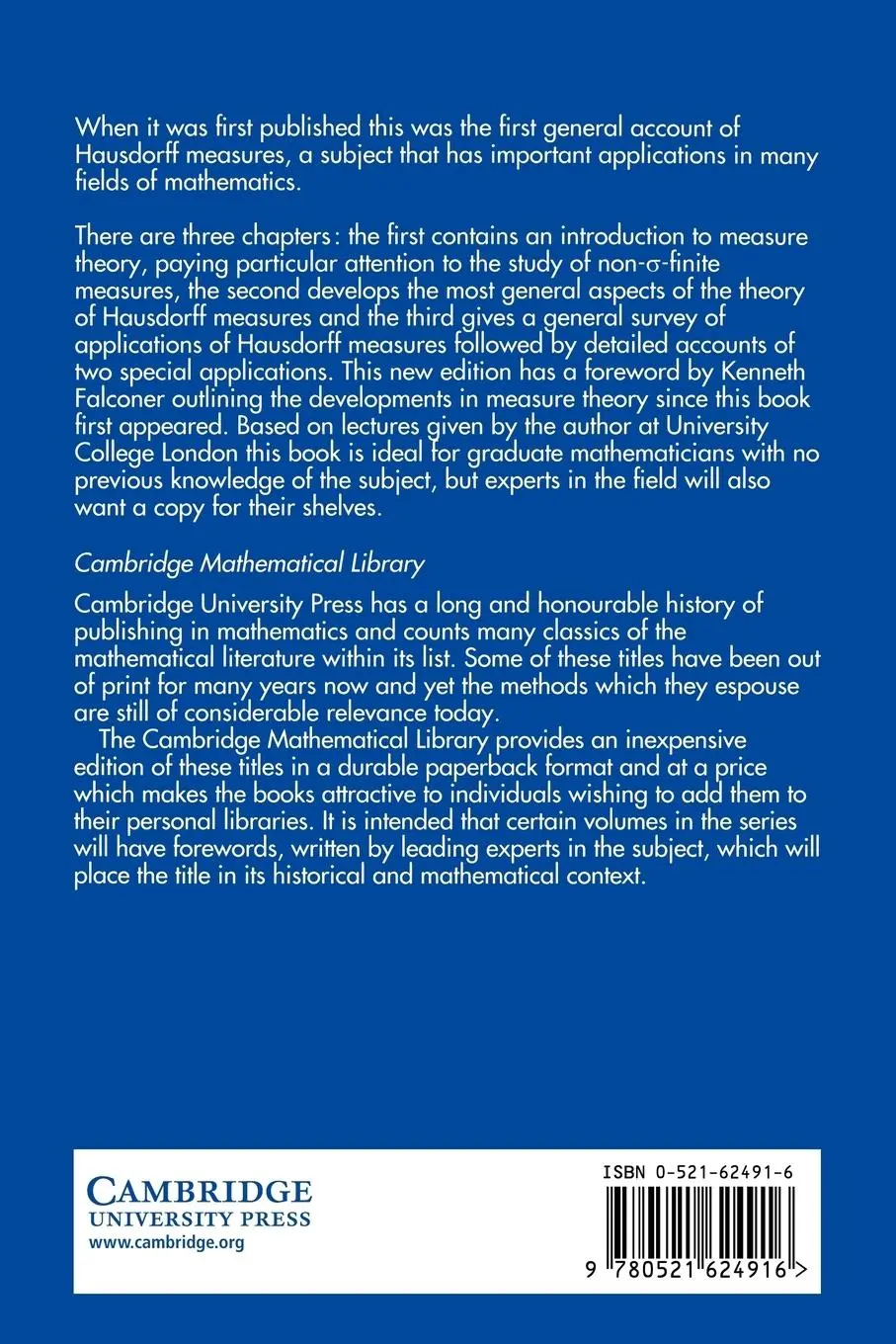 Rückseite: 9780521624916 | Hausdorff Measures | C. A. Rogers | Taschenbuch | Englisch | 2007