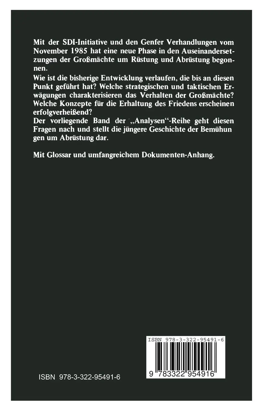 Rückseite: 9783322954916 | Sicherheitspolitik zwischen Rüstung und Abrüstung | Rainer Waterkamp