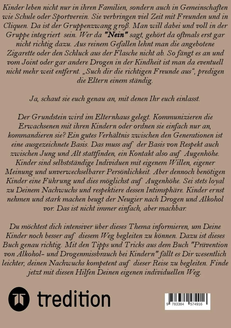 Rückseite: 9783384574916 | Prävention von Alkohol- und Drogenmissbrauch bei Kindern | Orlowski