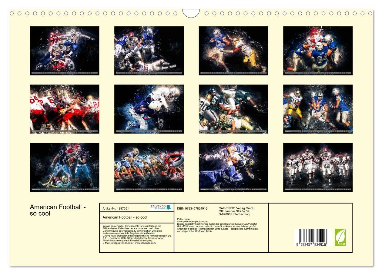 Bild: 9783457834916 | American Football - so cool (Wandkalender 2026 DIN A3 quer),...