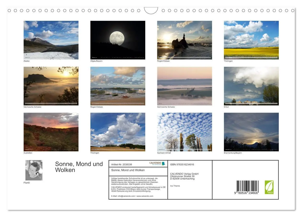 Bild: 9783516234916 | Sonne, Mond und Wolken (Wandkalender 2026 DIN A3 quer), CALVENDO...