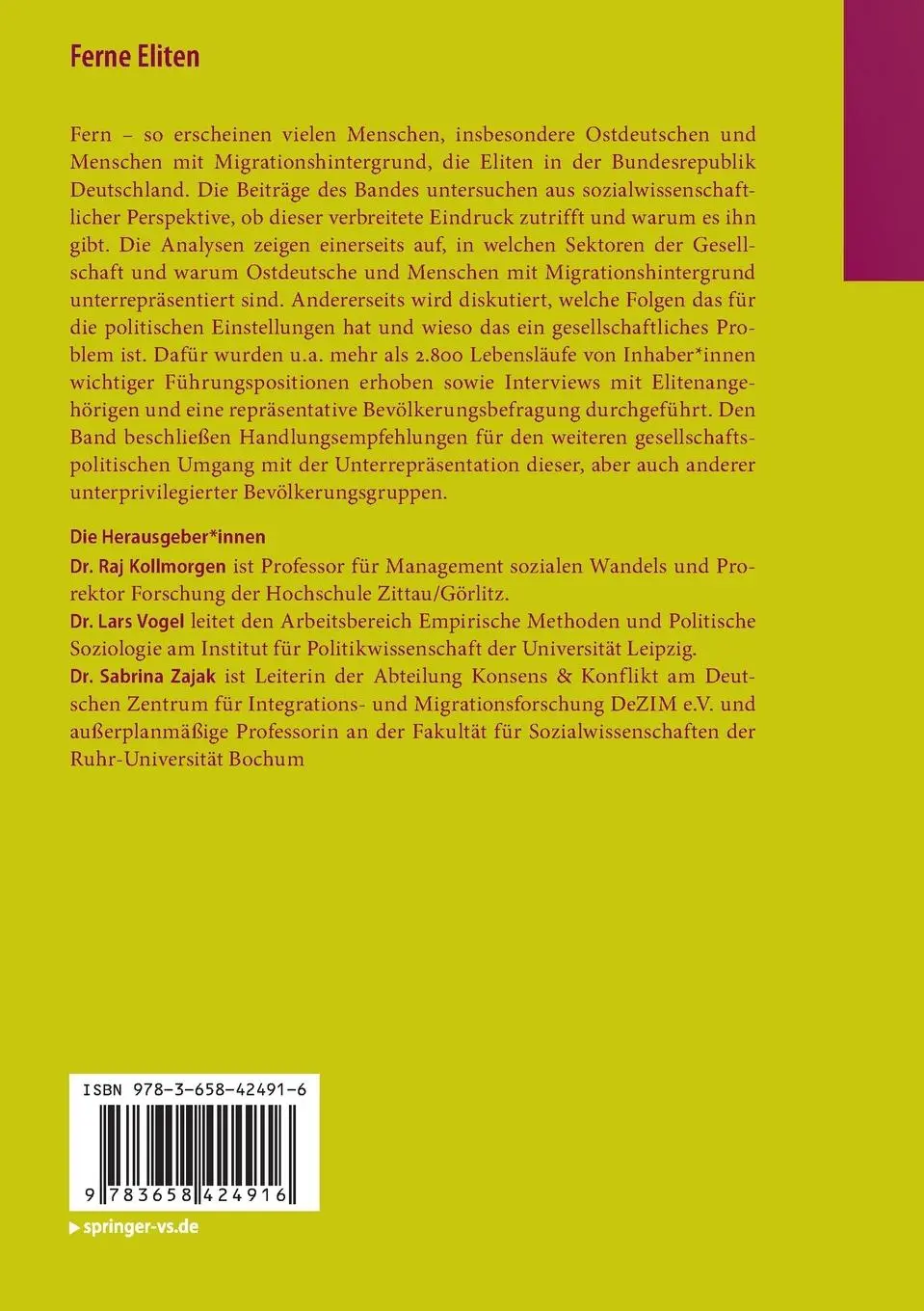 Rückseite: 9783658424916 | Ferne Eliten | Raj Kollmorgen (u. a.) | Taschenbuch | xix | Deutsch