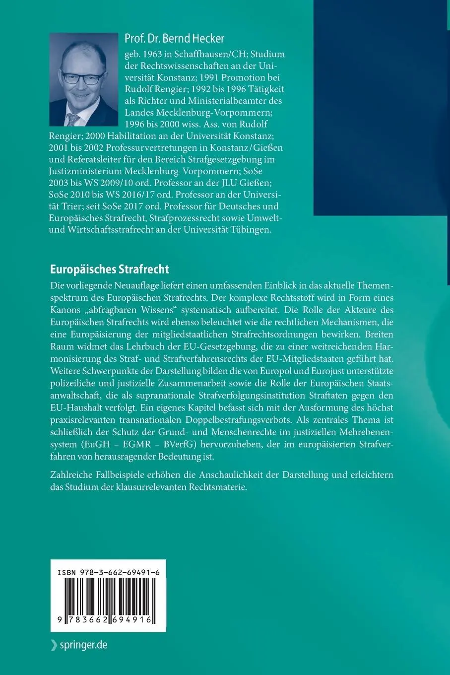Rückseite: 9783662694916 | Europäisches Strafrecht | Bernd Hecker | Taschenbuch | Paperback | xl