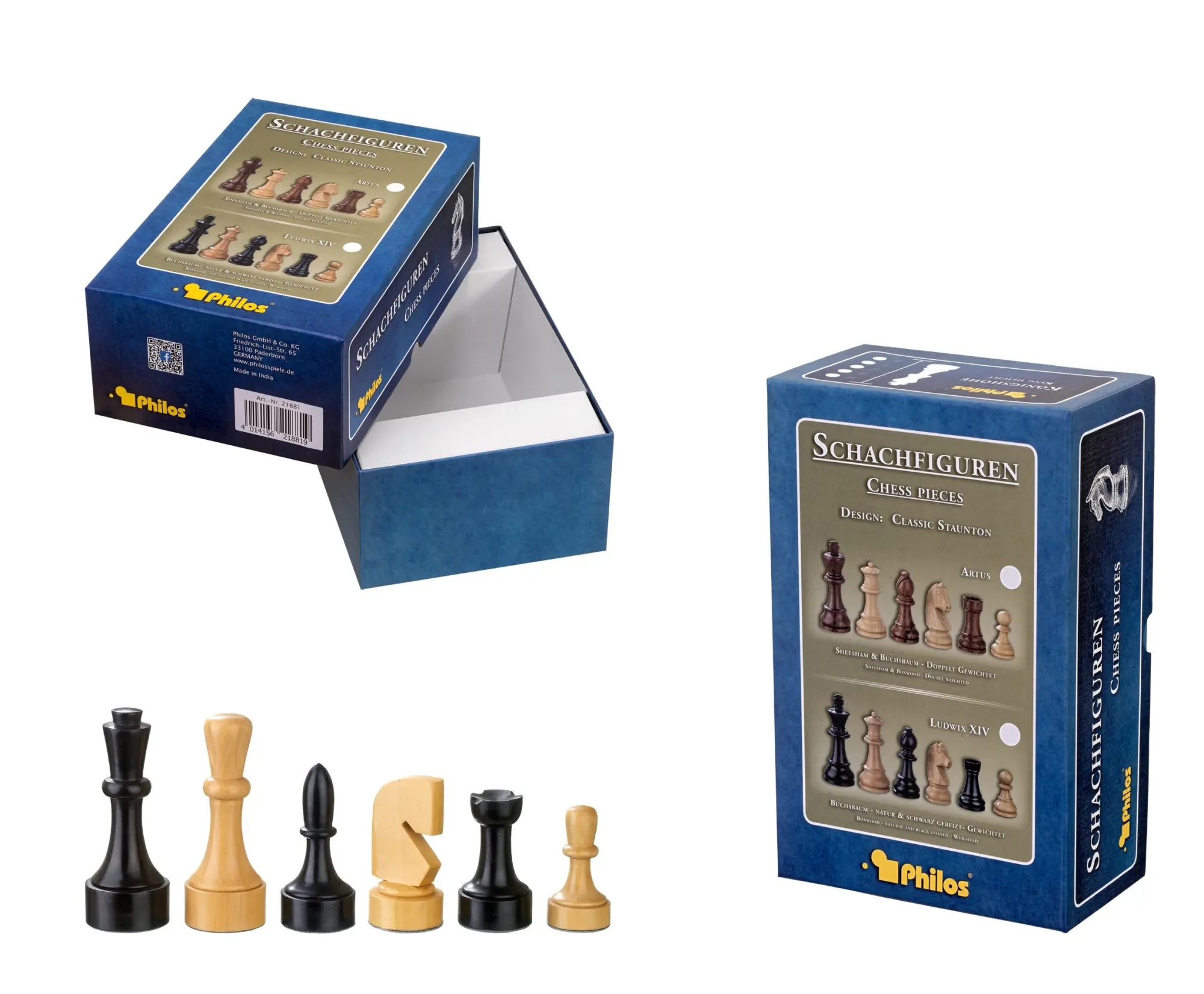 Cover: 4014156215016 | Philos 21501 - Schachfiguren Romulus, Königshöhe 95 mm, in Setup Box