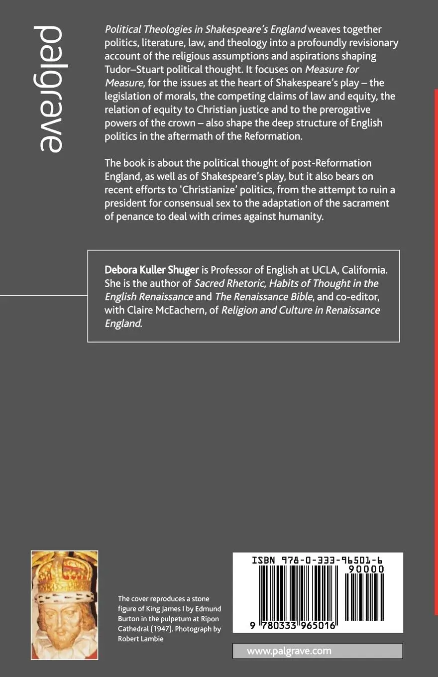 Rückseite: 9780333965016 | Political Theologies in Shakespeare's England | Debora Shuger | Buch