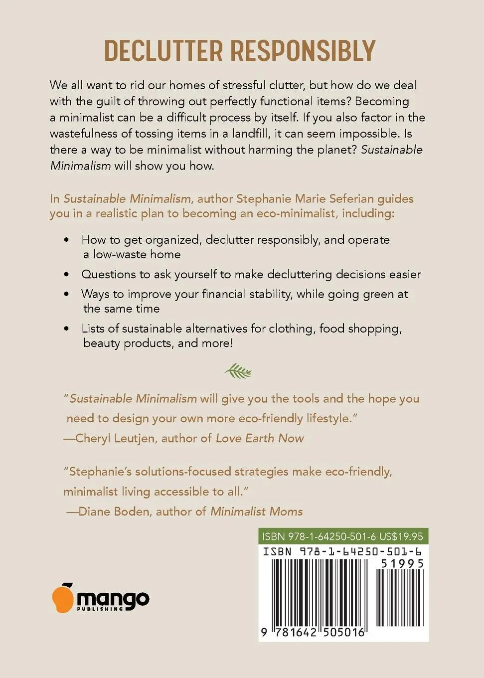 Rückseite: 9781642505016 | Sustainable Minimalism | Stephanie Marie Seferian | Taschenbuch | 2021
