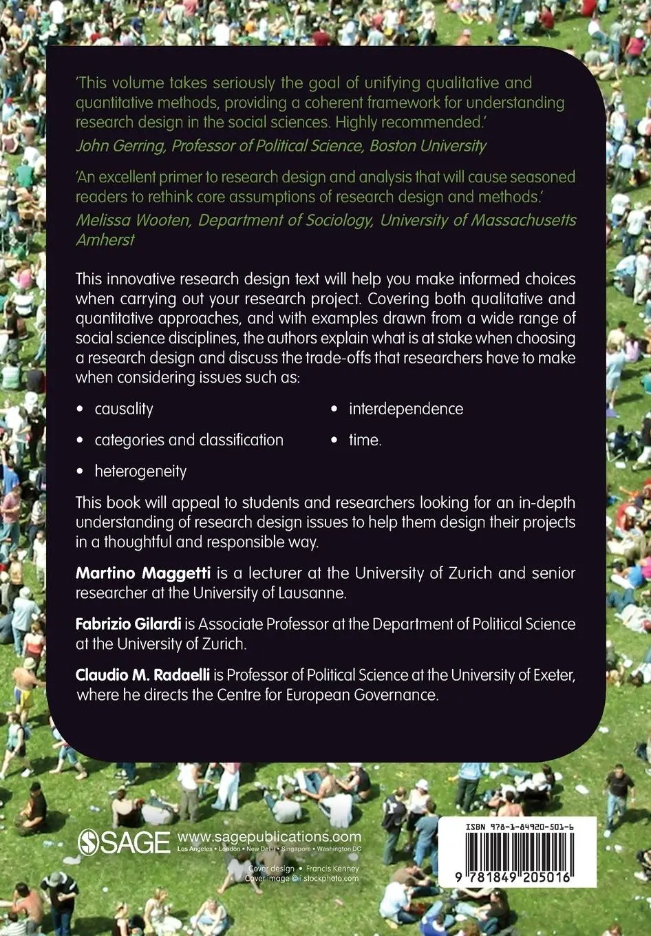 Rückseite: 9781849205016 | Designing Research in the Social Sciences | Martino Maggetti (u. a.)