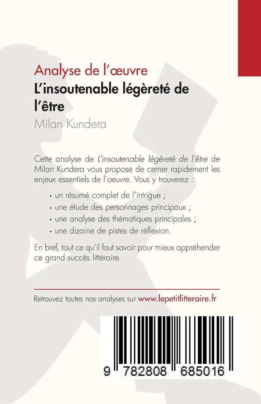 Rückseite: 9782808685016 | L'insoutenable légèreté de l'être de Milan Kundera (Analyse de...