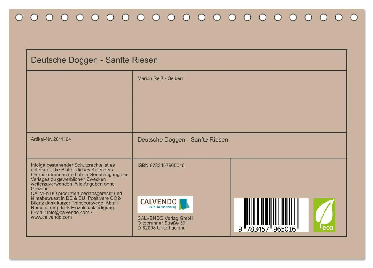 Bild: 9783457965016 | Deutsche Doggen - Sanfte Riesen (Tischkalender 2026 DIN A5 quer),...