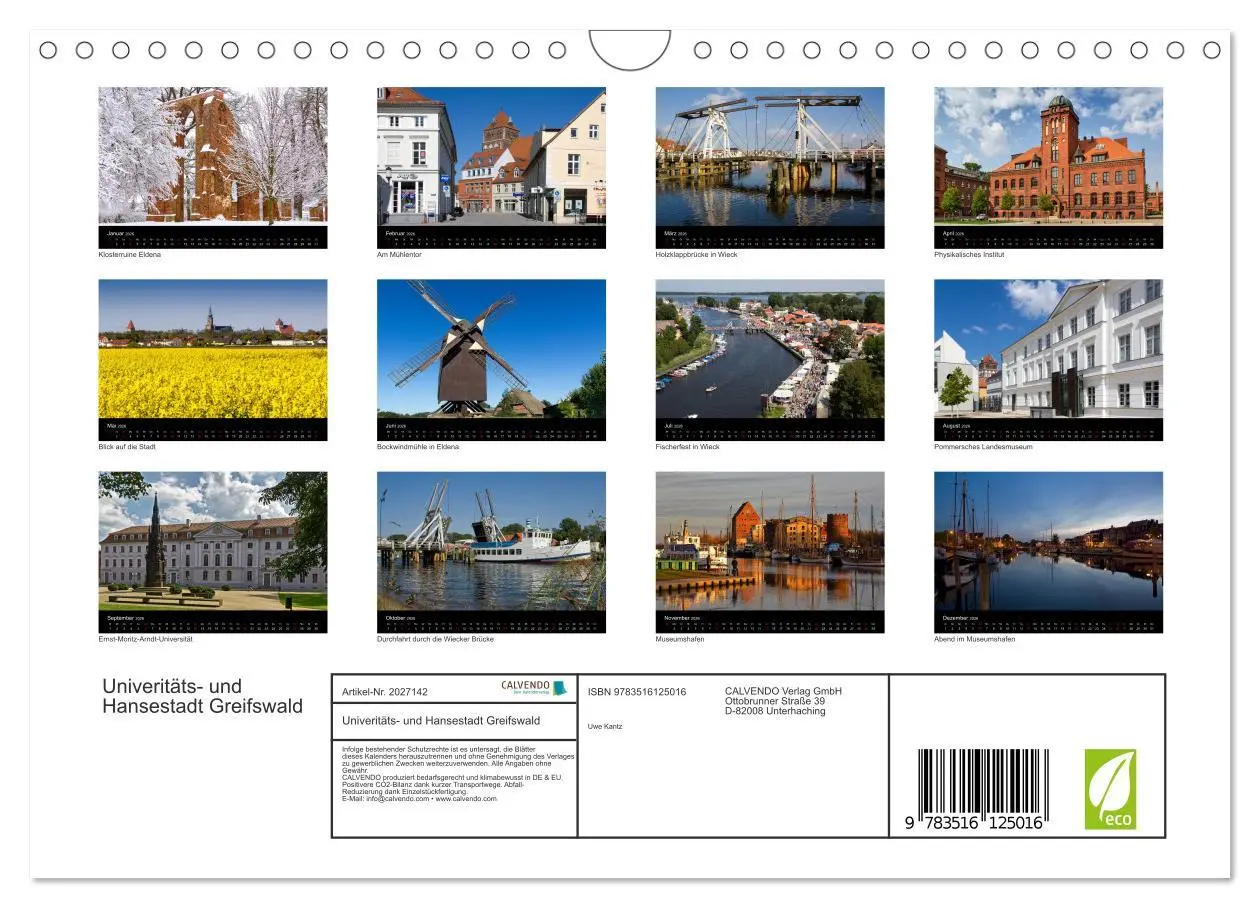 Bild: 9783516125016 | Univeritäts- und Hansestadt Greifswald (Wandkalender 2026 DIN A4...