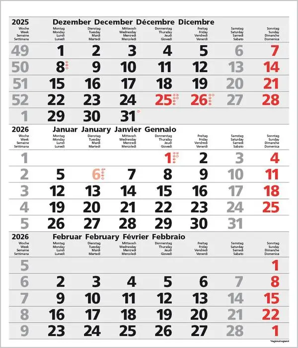 Bild: 9783731885016 | 3-Monats-Planer Comfort Grau 2026 | Verlag Korsch | Kalender | 12 S.