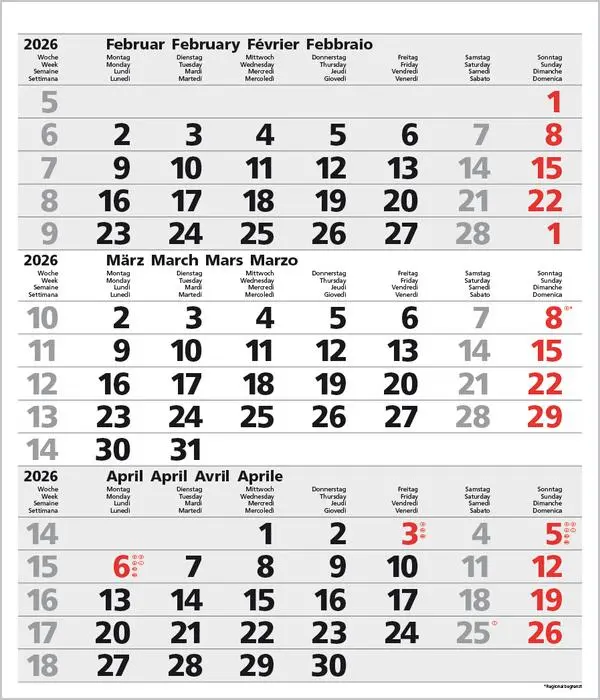Bild: 9783731885016 | 3-Monats-Planer Comfort Grau 2026 | Verlag Korsch | Kalender | 12 S.