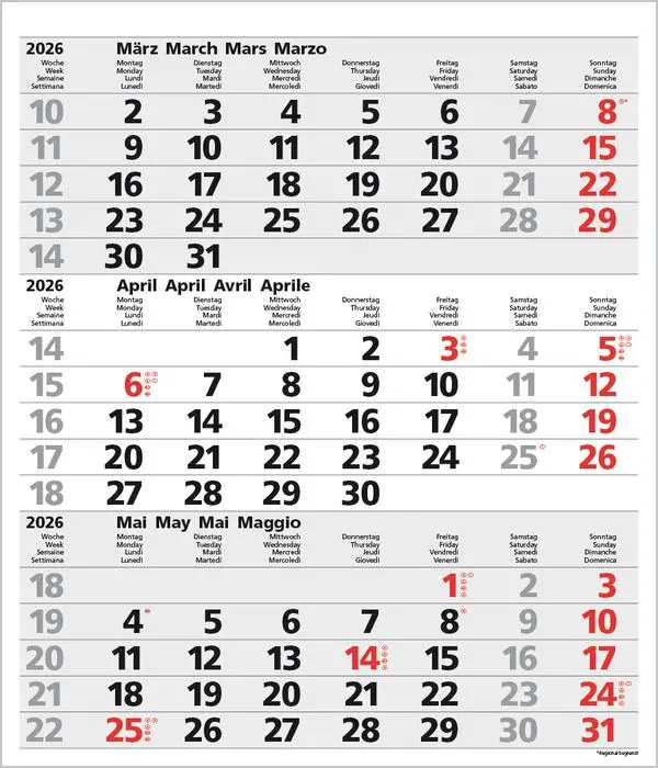 Bild: 9783731885016 | 3-Monats-Planer Comfort Grau 2026 | Verlag Korsch | Kalender | 12 S.