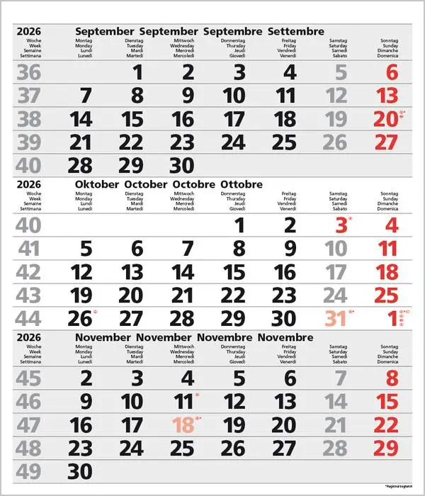 Bild: 9783731885016 | 3-Monats-Planer Comfort Grau 2026 | Verlag Korsch | Kalender | 12 S.