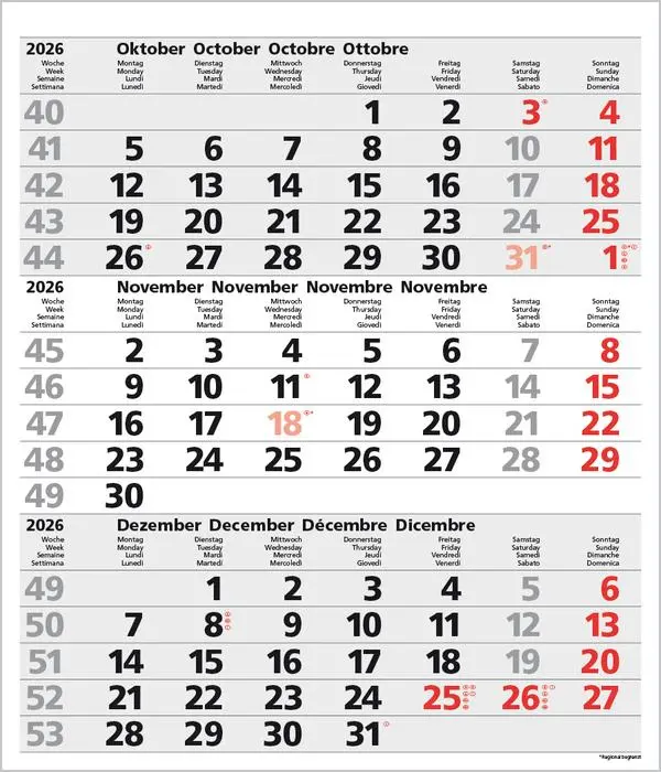 Bild: 9783731885016 | 3-Monats-Planer Comfort Grau 2026 | Verlag Korsch | Kalender | 12 S.