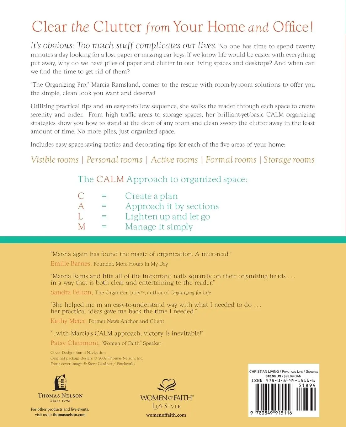 Rückseite: 9780849915116 | Simplify Your Space | Create Order &amp; Reduce Stress | Marcia Ramsland