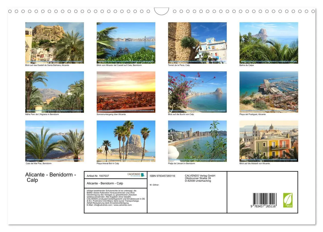 Bild: 9783457265116 | Alicante - Benidorm - Calp (Wandkalender 2026 DIN A3 quer),...