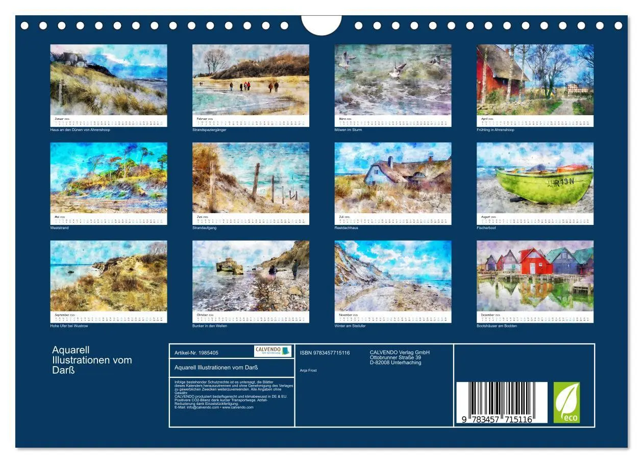 Bild: 9783457715116 | Aquarell Illustrationen vom Darß (Wandkalender 2026 DIN A4 quer),...