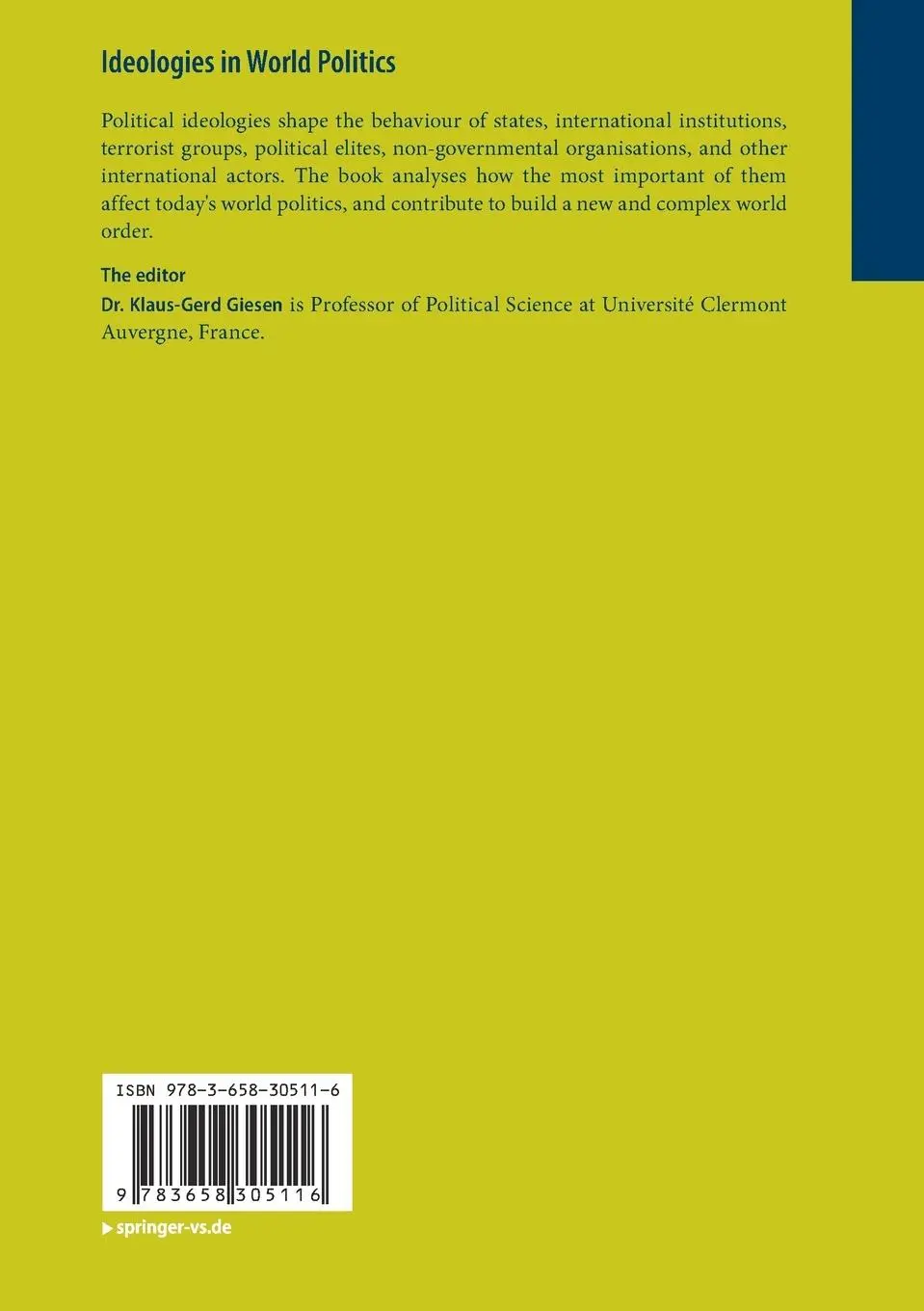 Rückseite: 9783658305116 | Ideologies in World Politics | Klaus-Gerd Giesen | Taschenbuch | viii