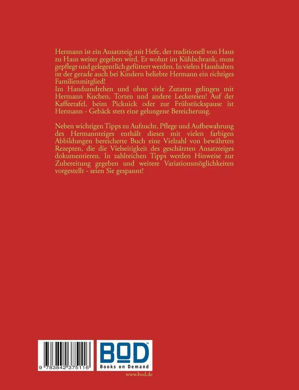 Rückseite: 9783842375116 | Mein Hermann-Backbuch | Anne T. Pörs | Taschenbuch | 80 S. | Deutsch