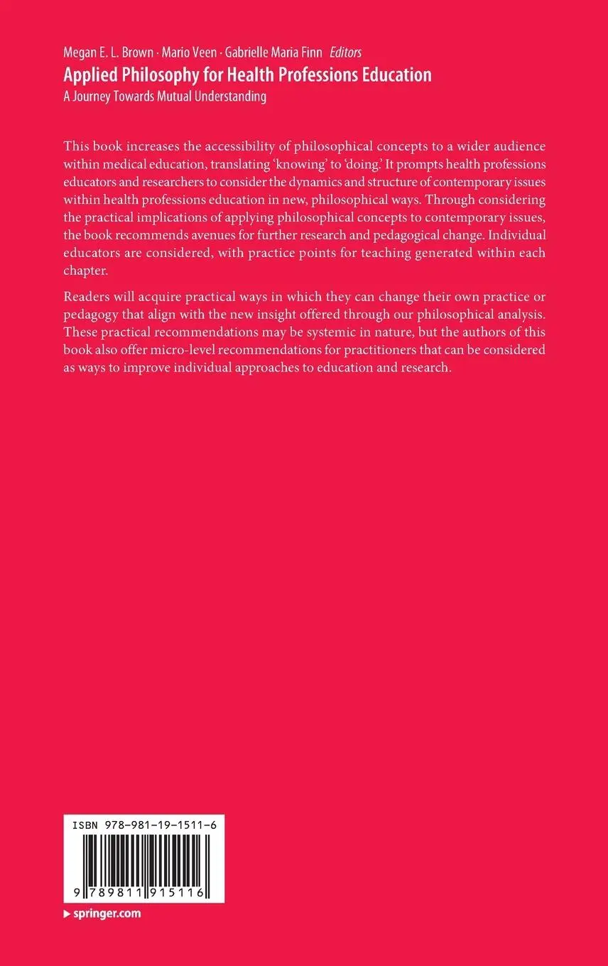 Rückseite: 9789811915116 | Applied Philosophy for Health Professions Education | Brown (u. a.)