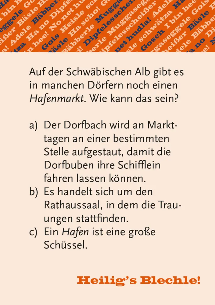 Bild: 4250364115216 | Heiligs Blechle! Schwäbisches Dialekt-Quiz (Spiel) | Thomas Schulz