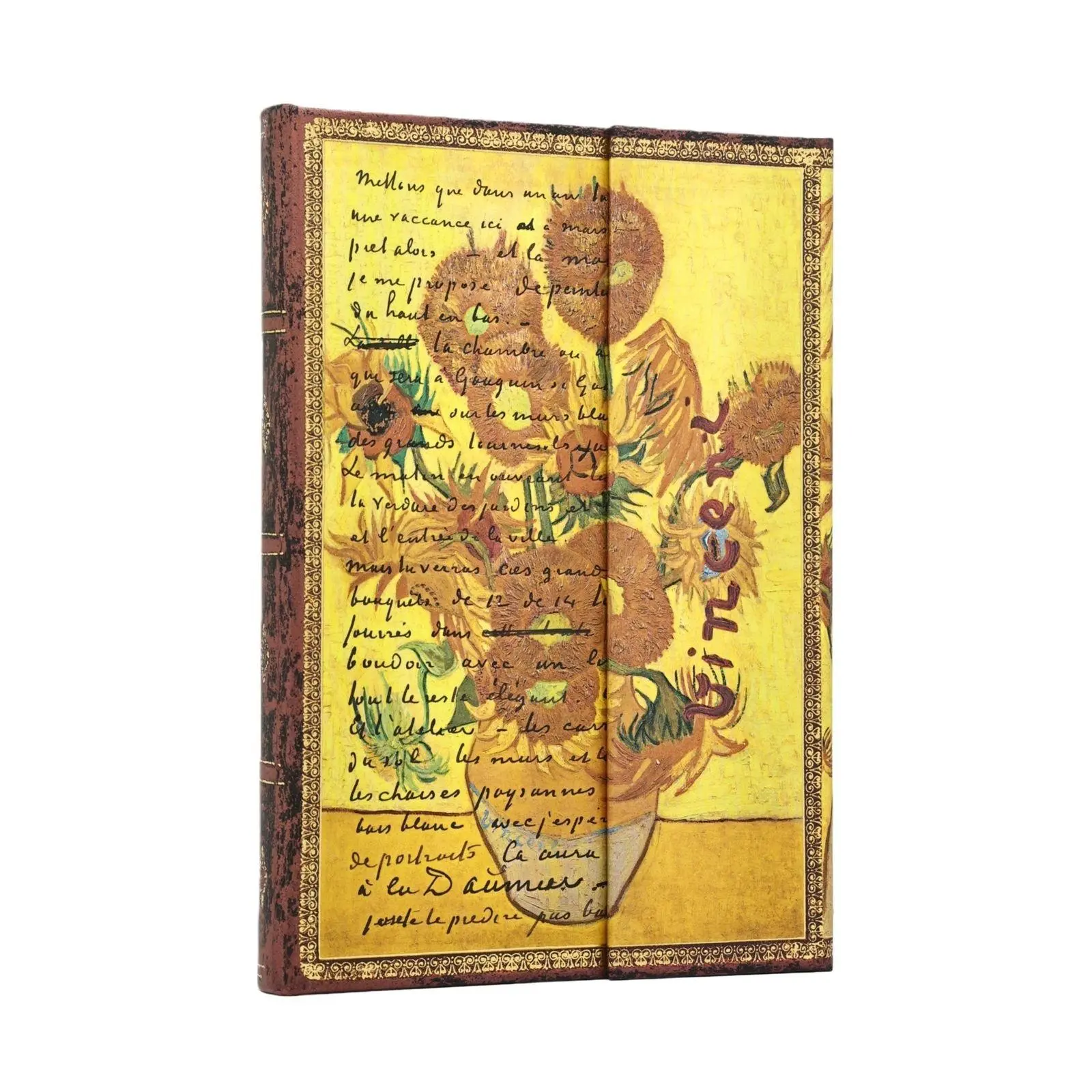 Van Gogh Sunflowers (Embellished Manuscripts Collection) Midi Unlined Hardcover Journal (Elastic Band Closure)
