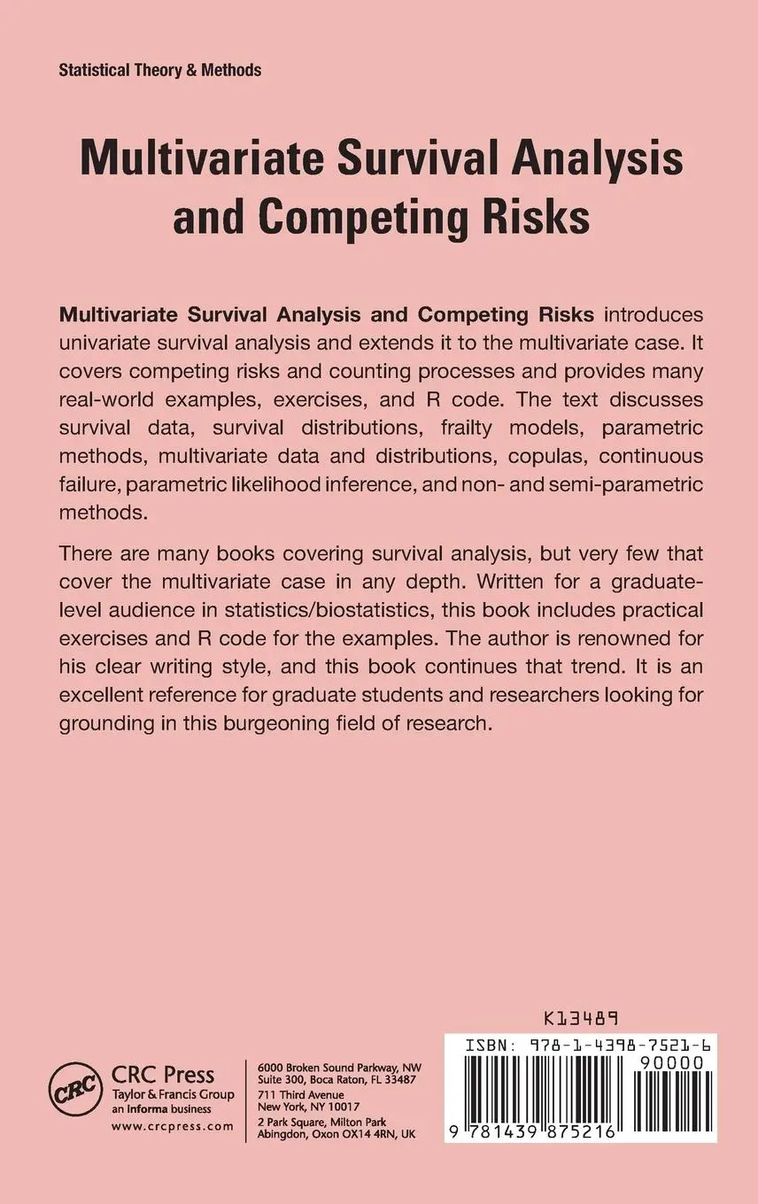 Rückseite: 9781439875216 | Multivariate Survival Analysis and Competing Risks | Martin J. Crowder