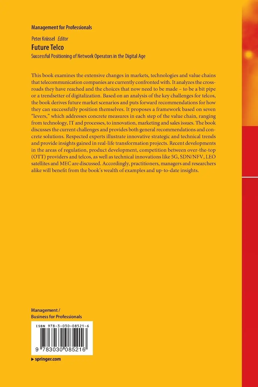Rückseite: 9783030085216 | Future Telco | Peter Krüssel | Taschenbuch | xiv | Englisch | 2019