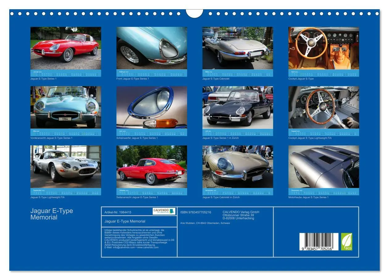 Bild: 9783457705216 | Jaguar E-Type Memorial (Wandkalender 2026 DIN A3 quer), CALVENDO...
