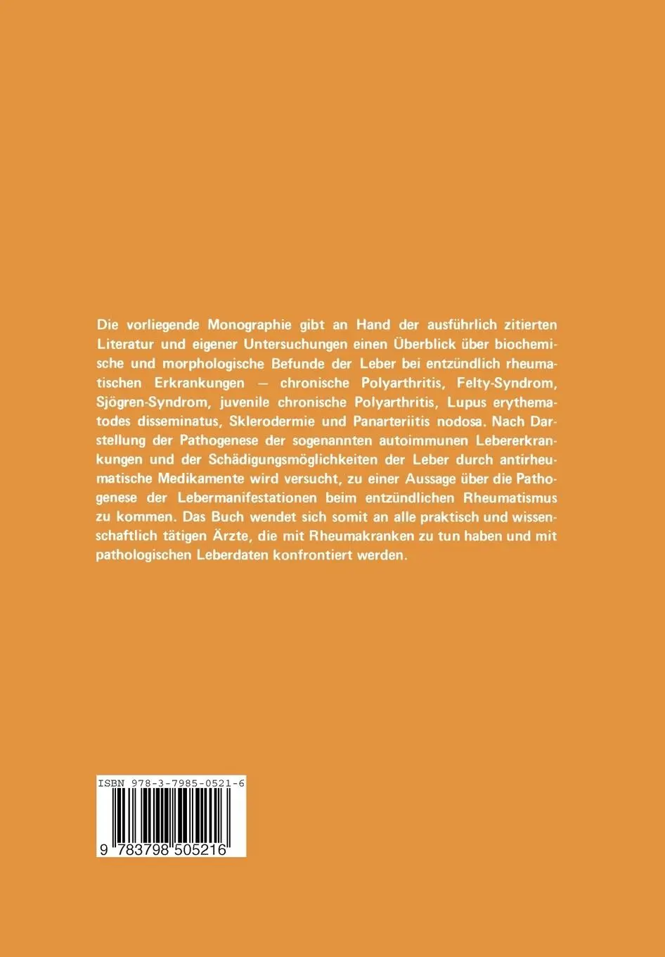 Rückseite: 9783798505216 | Die Leber Bei Entzündlichen Rheumatischen Erkrankungen | Rr. Rau | xiv