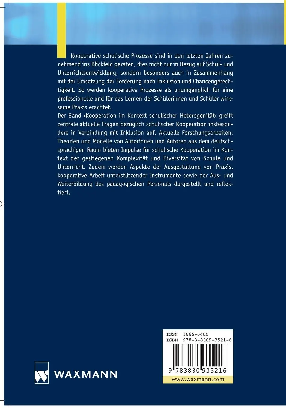 Rückseite: 9783830935216 | Kooperation im Kontext schulischer Heterogenität | Kreis (u. a.)