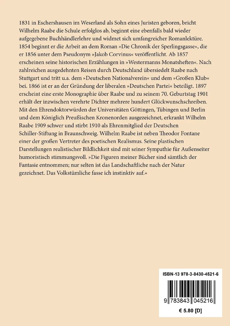 Rückseite: 9783843045216 | Eulenpfingsten | Eine Erzählung | Wilhelm Raabe | Taschenbuch | 84 S.