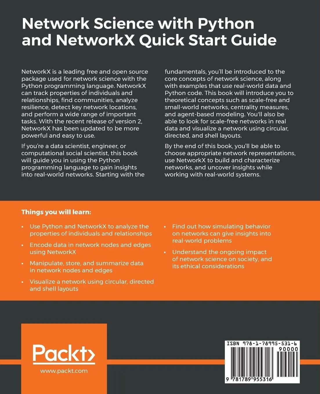 Rückseite: 9781789955316 | Network Science with Python and NetworkX Quick Start Guide | Platt
