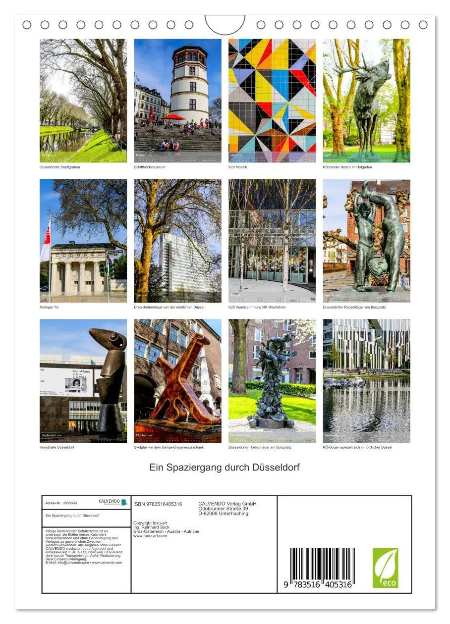 Bild: 9783516405316 | Ein Spaziergang durch Düsseldorf (Wandkalender 2026 DIN A4 hoch),...