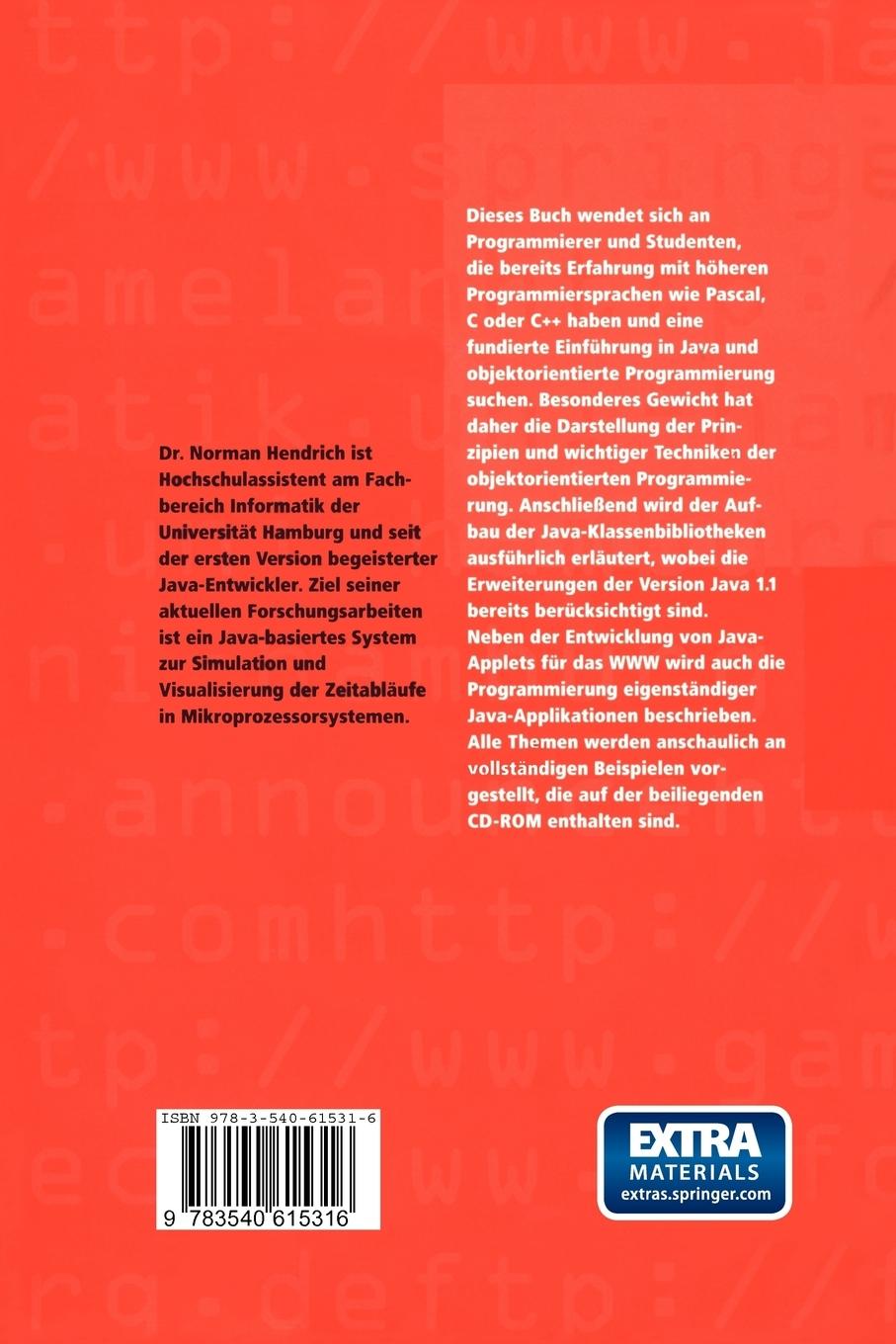 Rückseite: 9783540615316 | Java® für Fortgeschrittene | Norman Hendrich | Taschenbuch | viii