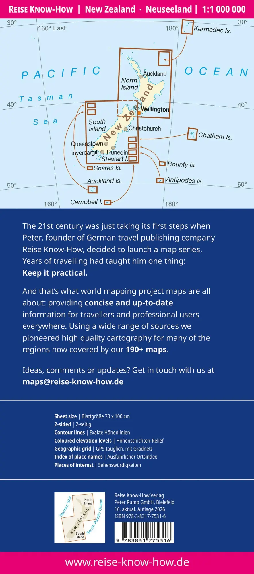 Bild: 9783831775316 | Reise Know-How Landkarte Neuseeland New Zealand (1:1.000.000) | 2 S.