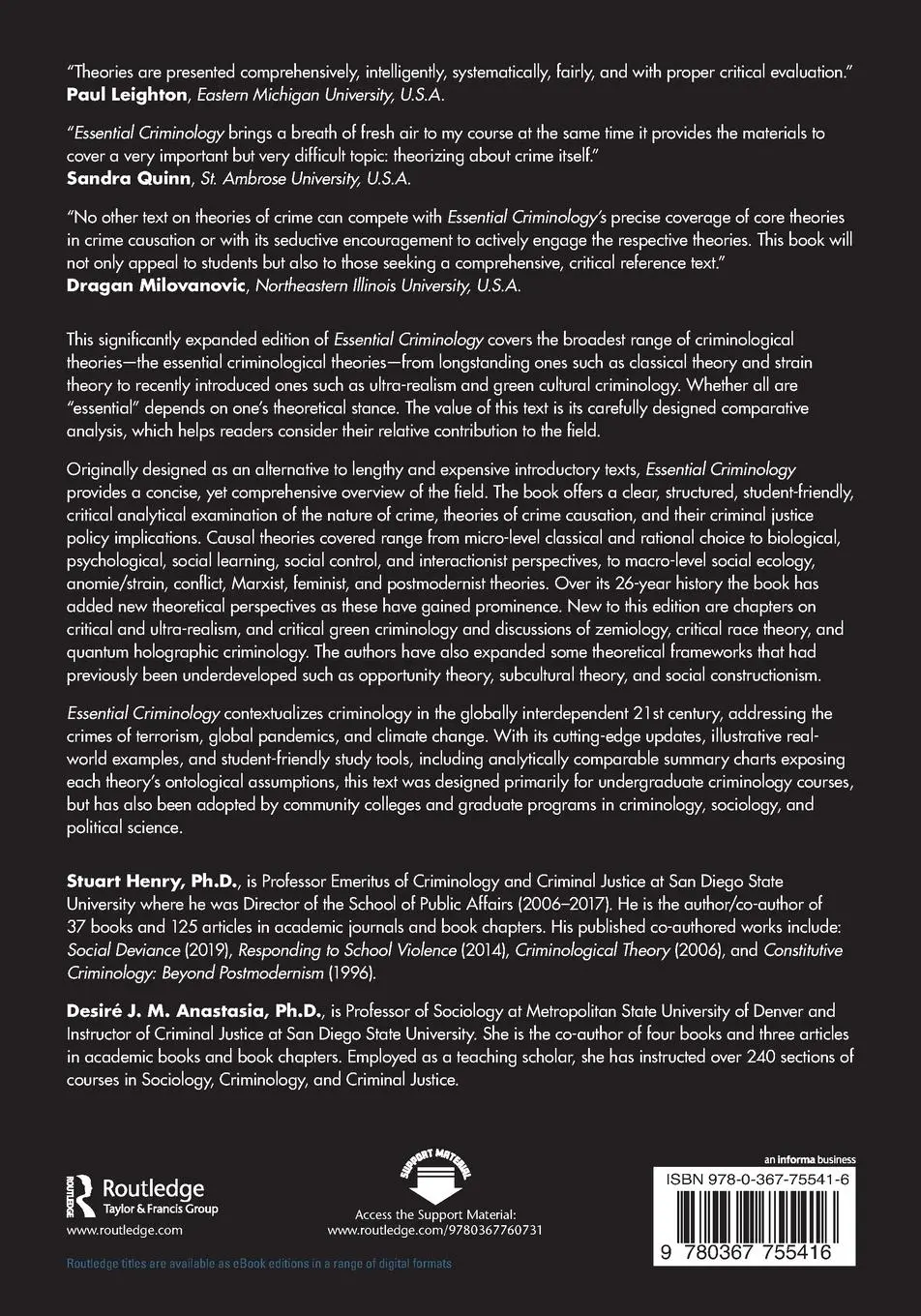 Rückseite: 9780367755416 | Essential Criminology | Stuart Henry (u. a.) | Taschenbuch | Englisch