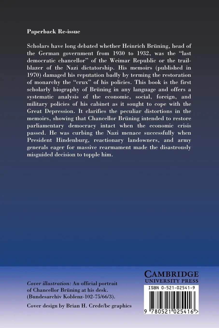 Rückseite: 9780521025416 | Heinrich Bruning and the Dissolution of the Weimar Republic | Buch