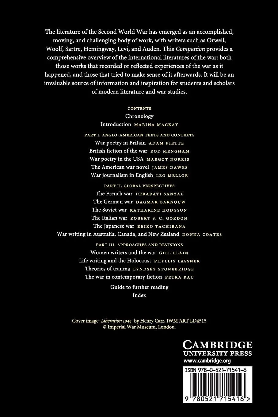 Rückseite: 9780521715416 | The Cambridge Companion to the Literature of World War II | Mackay