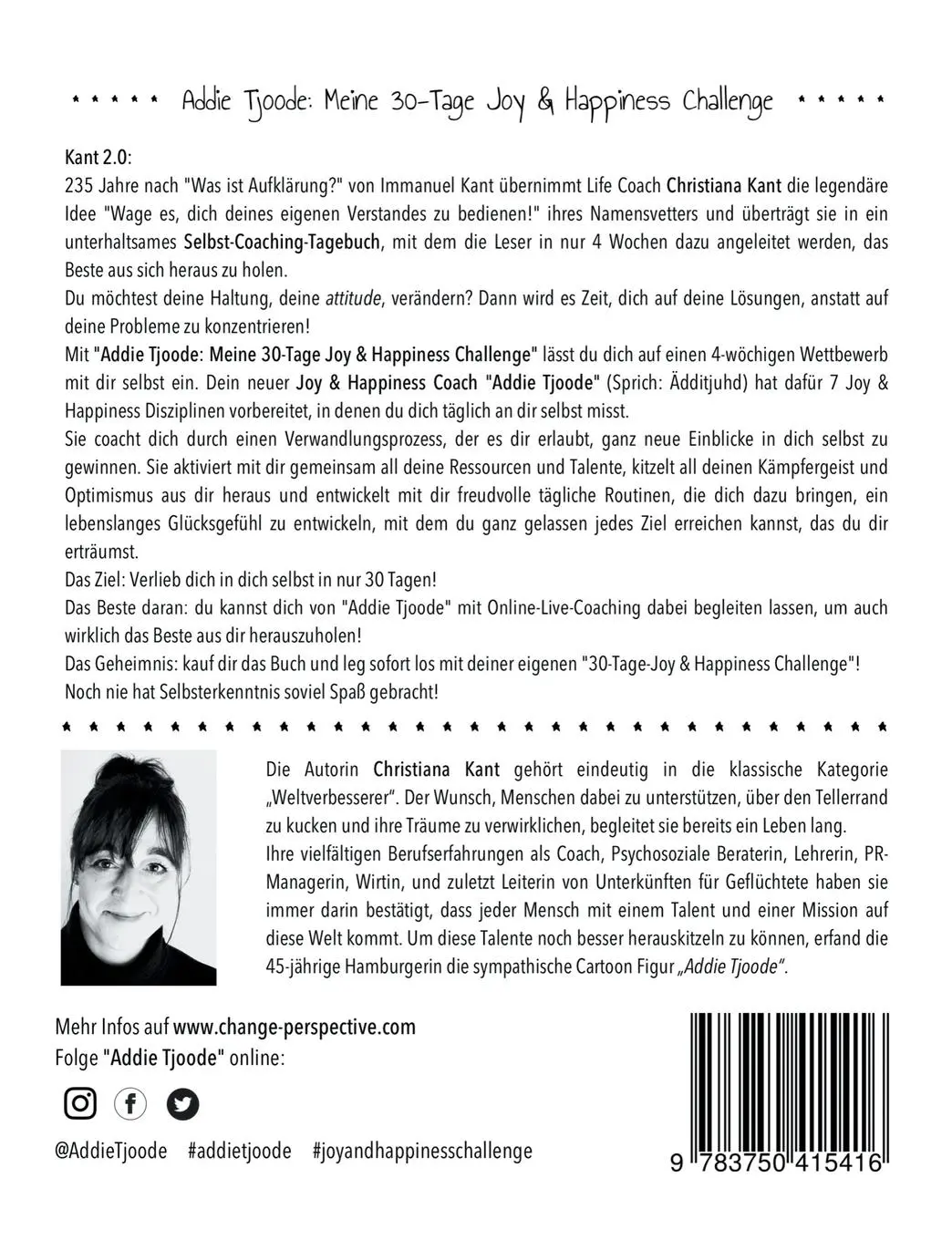 Rückseite: 9783750415416 | Addie Tjoode: Meine 30-Tage Joy und Happiness Challenge | Kant | Buch