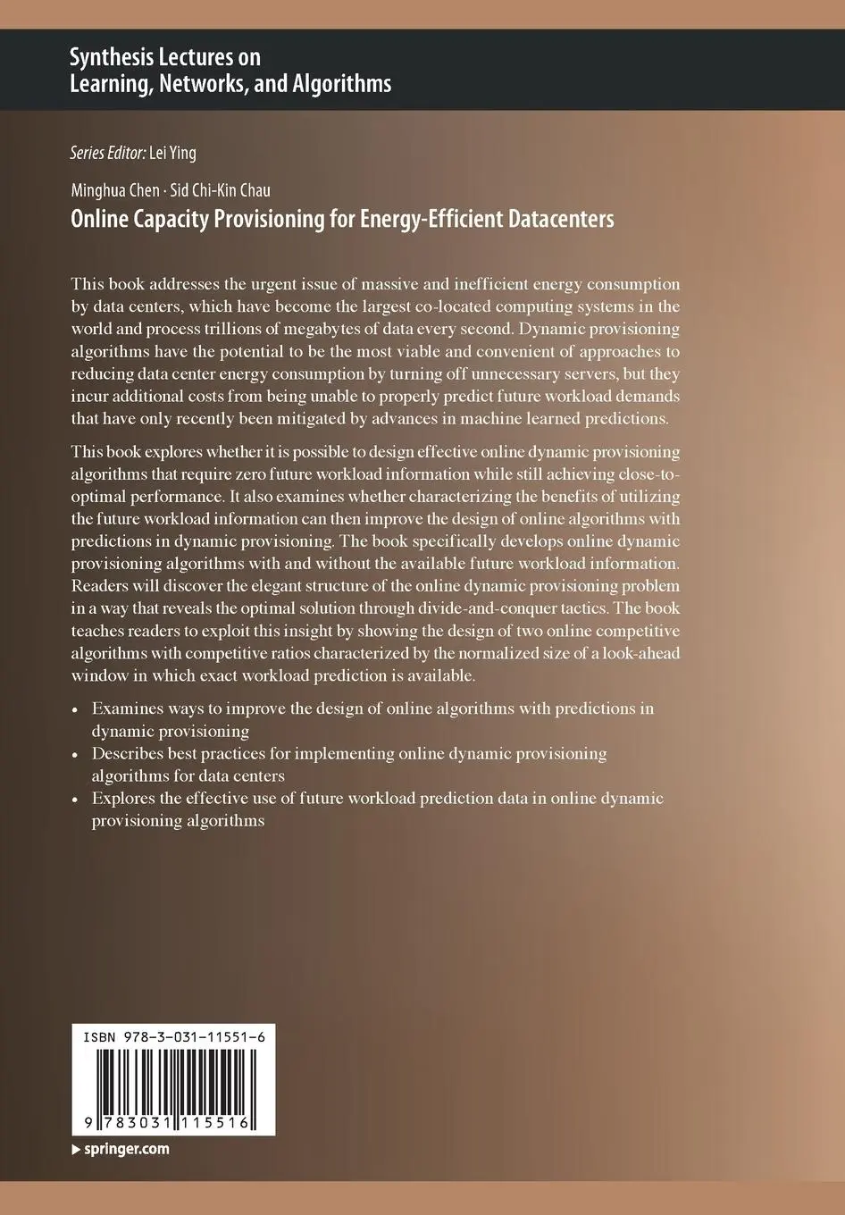 Rückseite: 9783031115516 | Online Capacity Provisioning for Energy-Efficient Datacenters | Buch