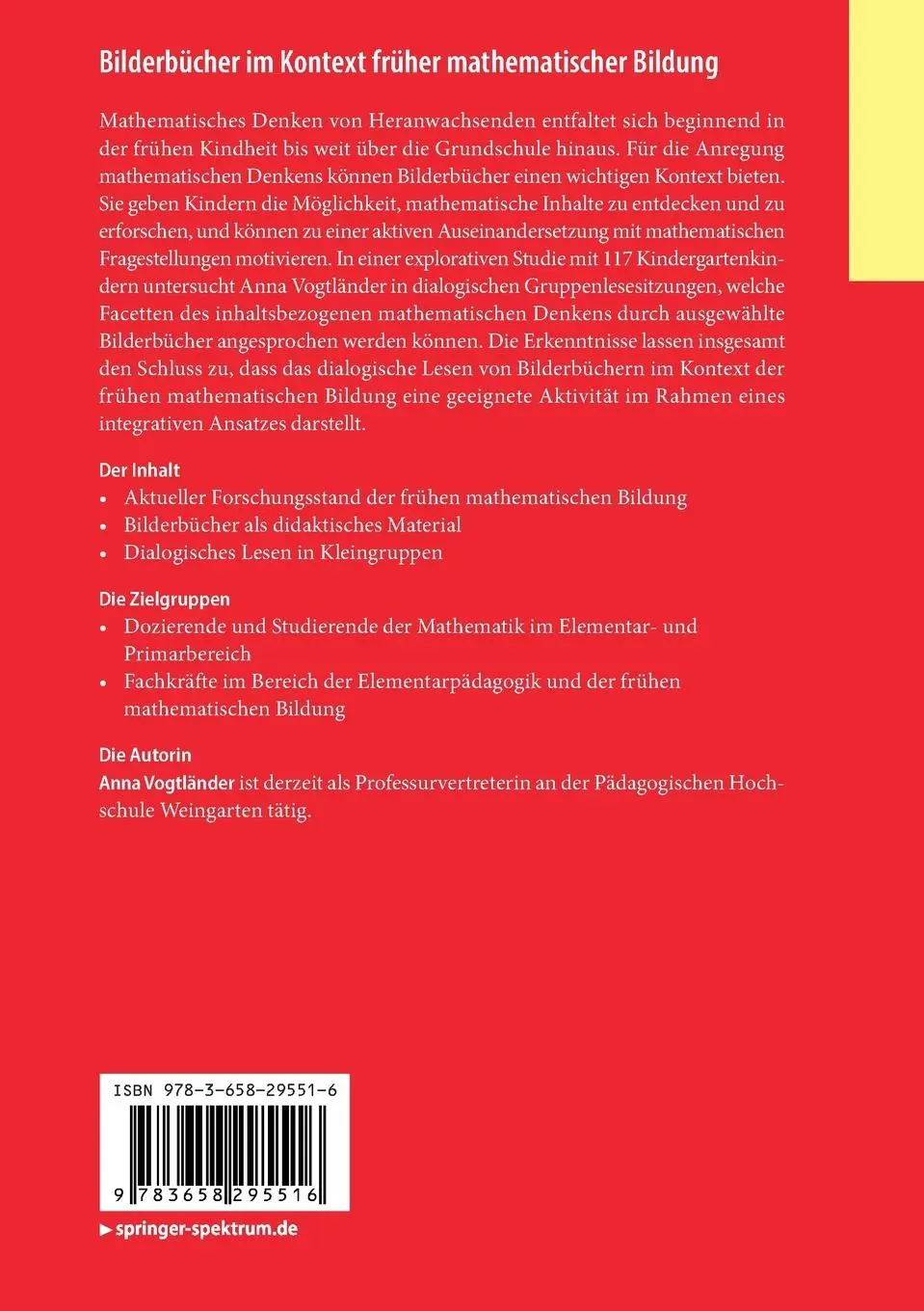 Rückseite: 9783658295516 | Bilderbücher im Kontext früher mathematischer Bildung | Vogtländer