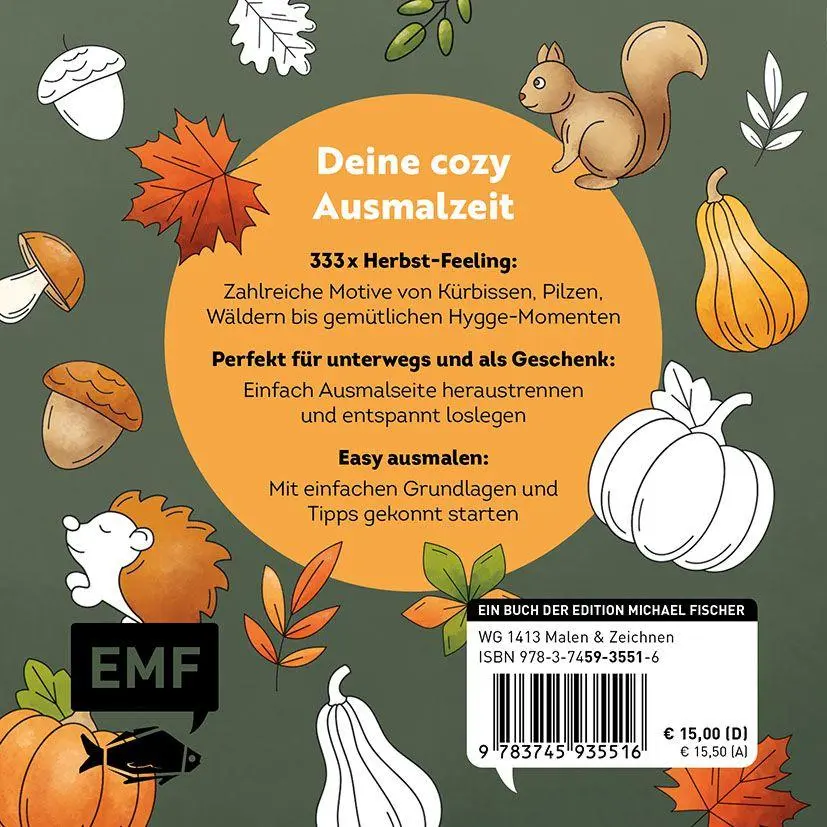 Bild: 9783745935516 | 333 Ausmalen - Herbst-Gefühle | Edition Michael Fischer | Taschenbuch