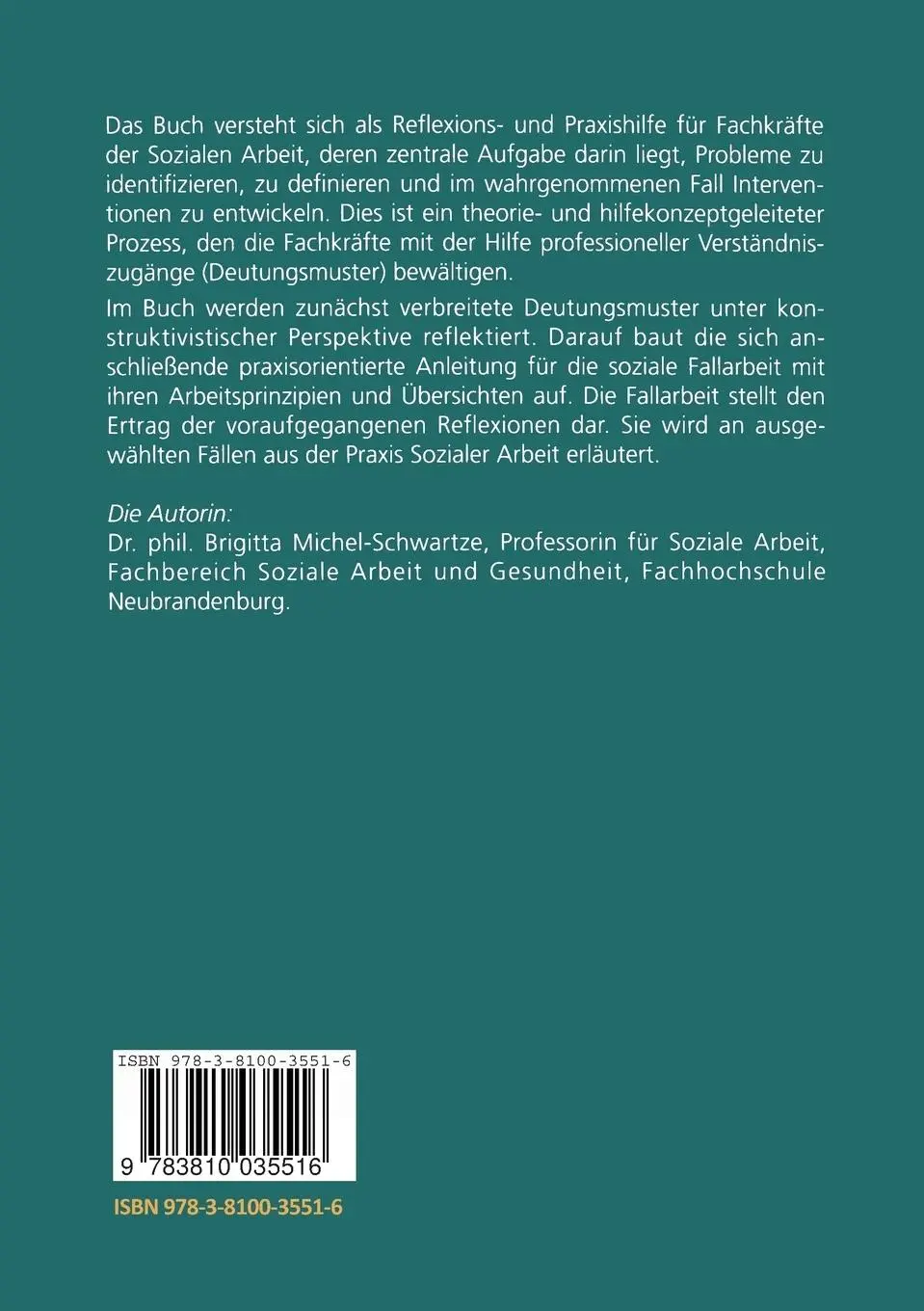 Rückseite: 9783810035516 | Handlungswissen der Sozialen Arbeit | Deutungsmuster und Fallarbeit