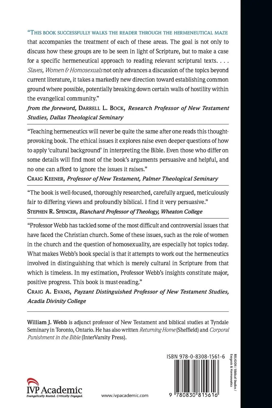 Rückseite: 9780830815616 | Slaves, Women &amp; Homosexuals | William J. Webb | Taschenbuch | Englisch