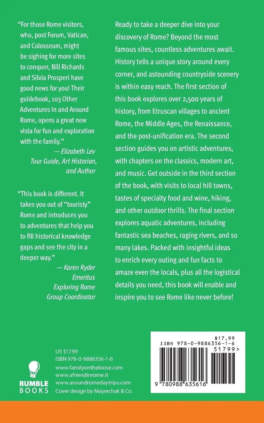 Rückseite: 9780988635616 | 103 Other Adventures In and Around Rome | Bill Richards (u. a.) | Buch